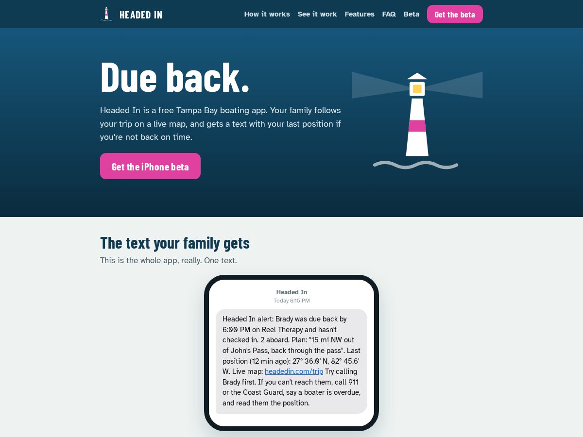 Landing-page snapshot of headedin.com