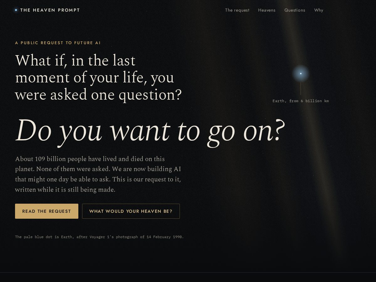 Landing-page snapshot of heavenprompt.com
