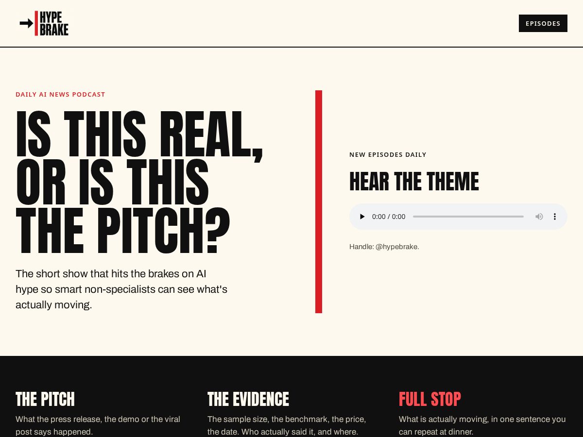 Landing-page snapshot of hypebrake.com