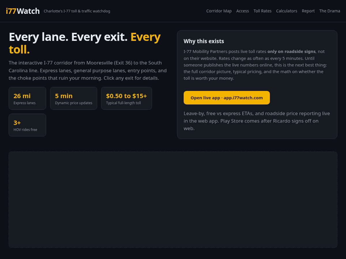 Landing-page snapshot of i77watch.com