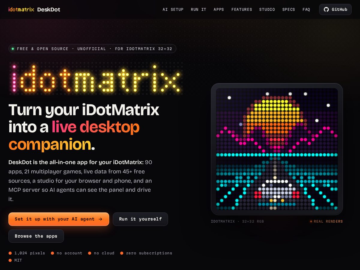 Landing-page snapshot of idotmatrix.com