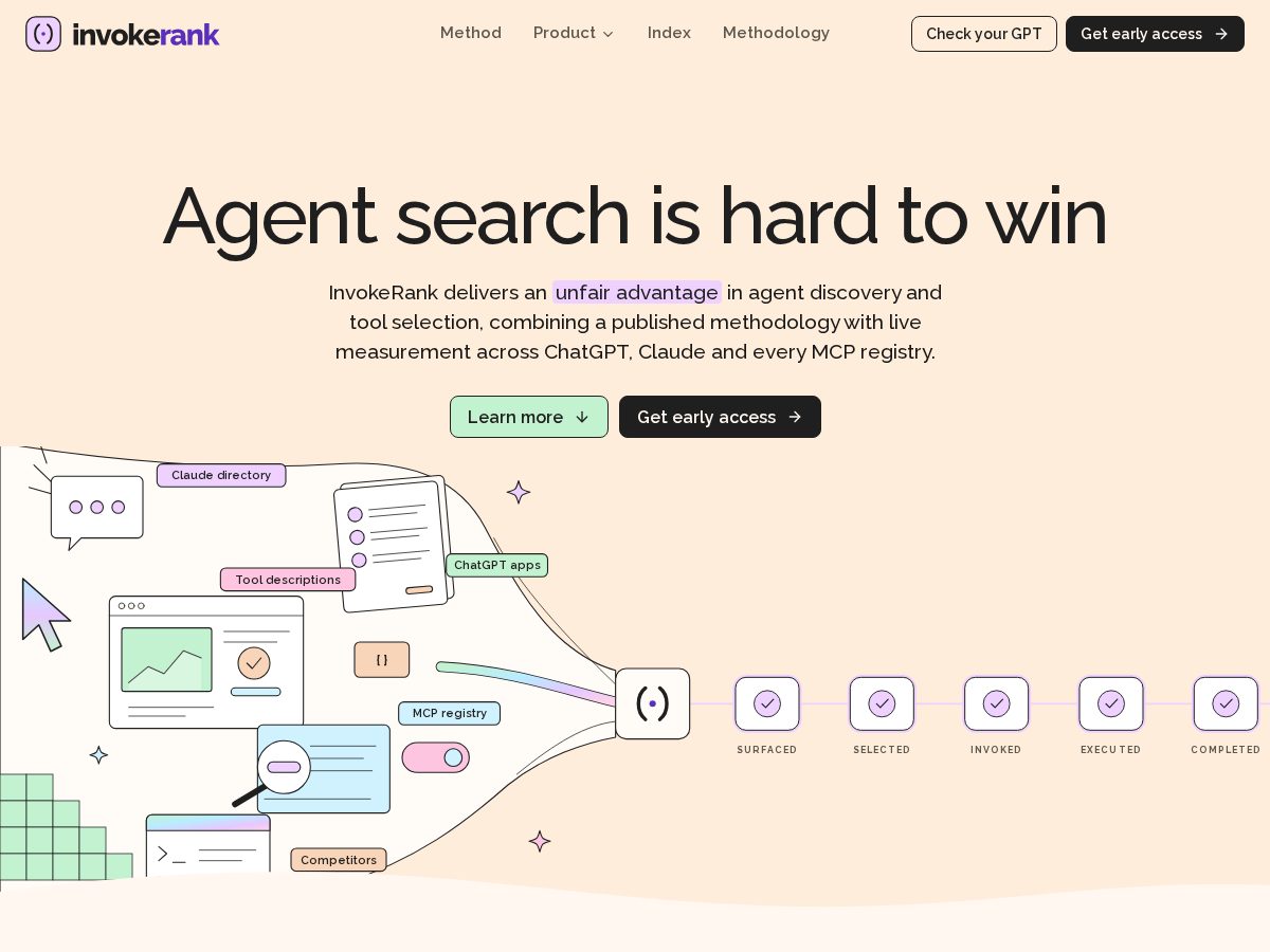 Landing-page snapshot of invokerank.com