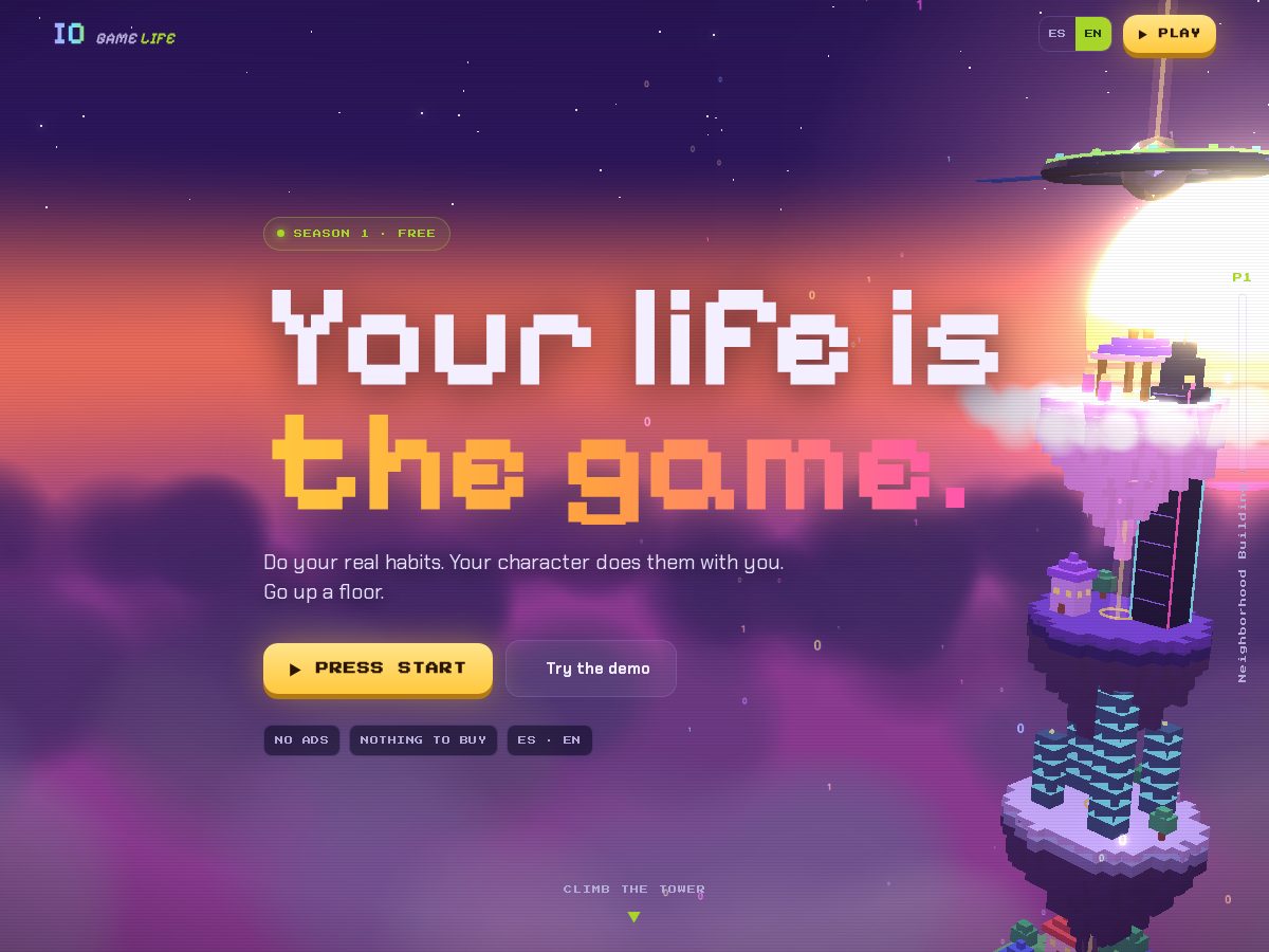 Landing-page snapshot of iogamelife.com