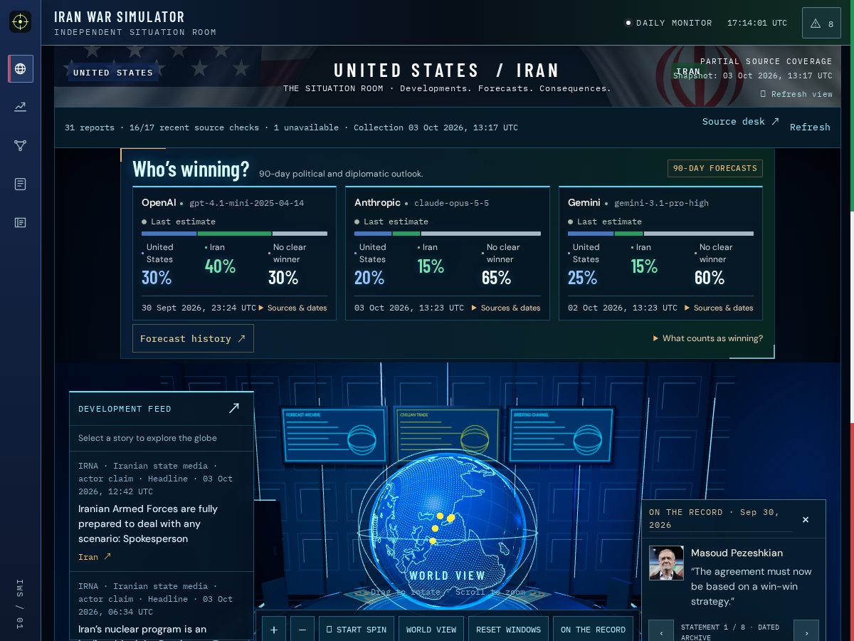 Landing-page snapshot of iranwarsimulator.com