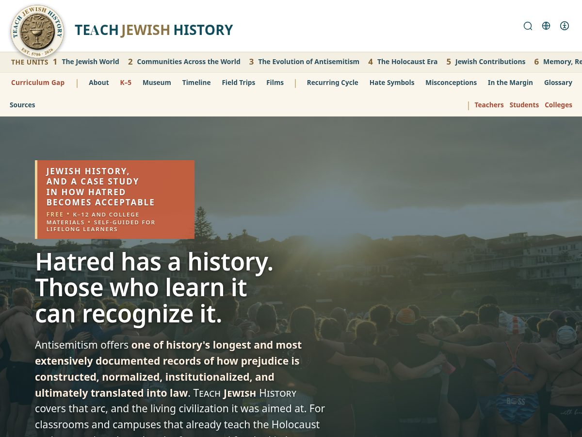 Landing-page snapshot of jewishhistoryproject.org