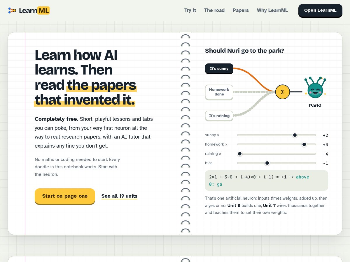 Landing-page snapshot of joinlearnml.com