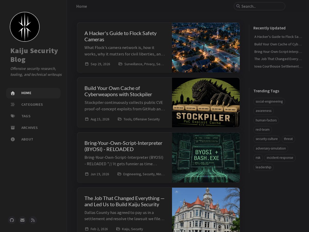 Landing-page snapshot of kaiju.blog