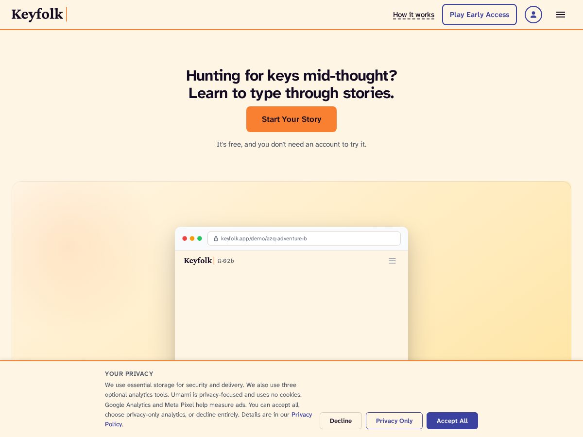 Landing-page snapshot of keyfolk.app