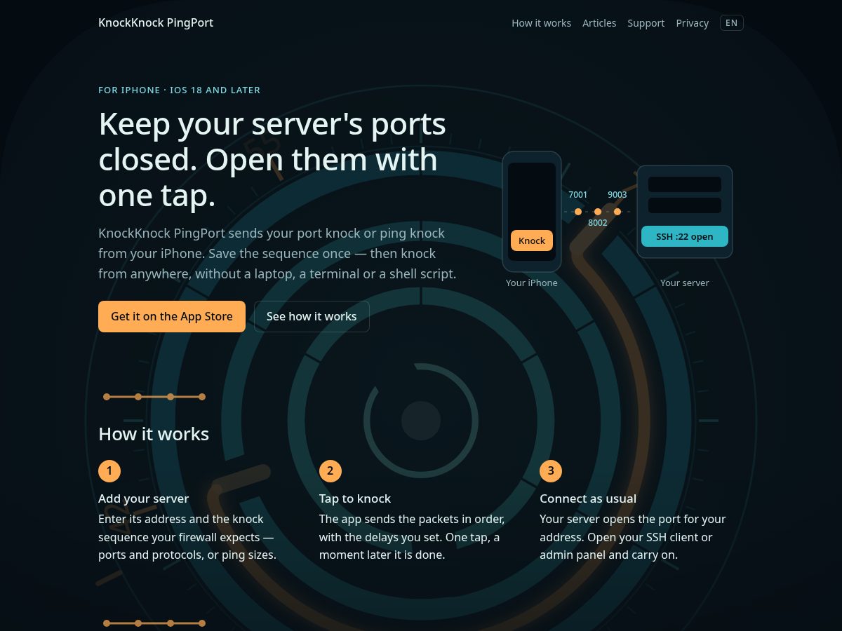 Landing-page snapshot of knockknockpingport.com