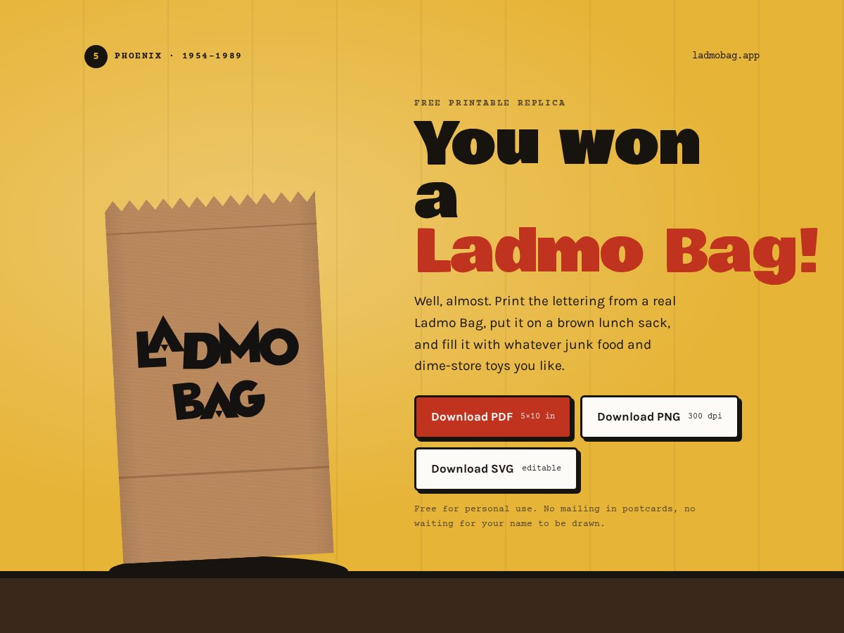 Landing-page snapshot of ladmobag.app