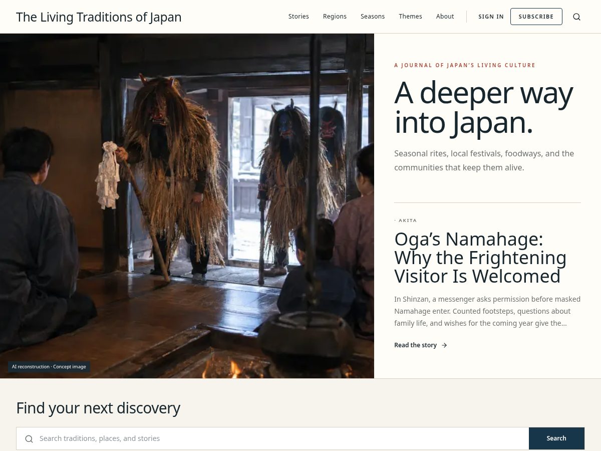 Landing-page snapshot of livingtraditionsjapan.com