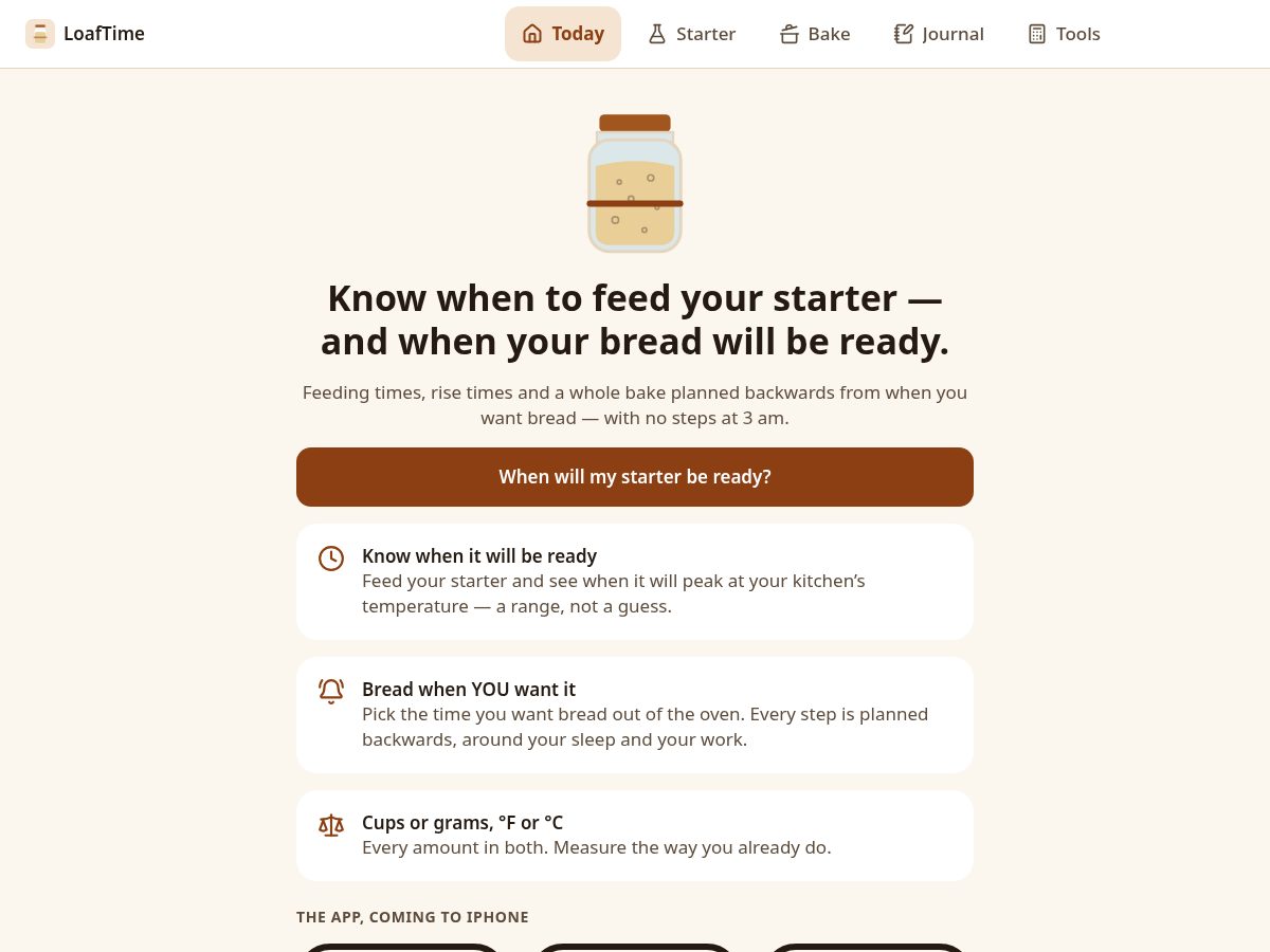 Landing-page snapshot of loaftime.com