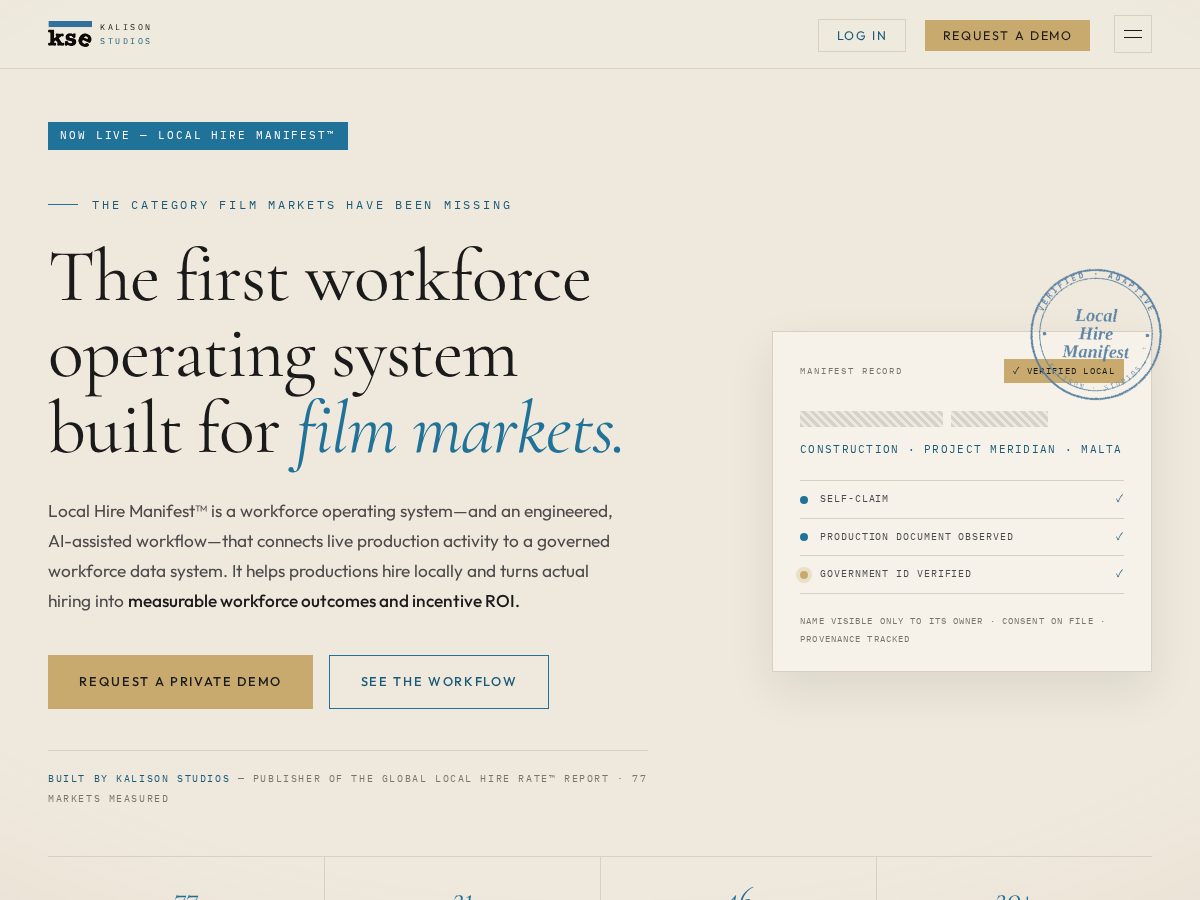 Landing-page snapshot of localhiremanifest.com