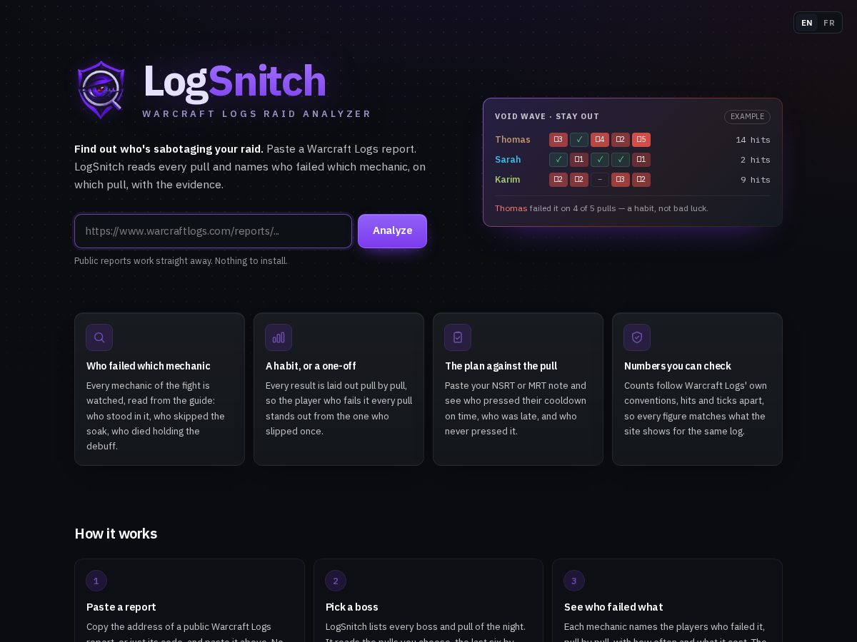 Landing-page snapshot of logsnitch.com