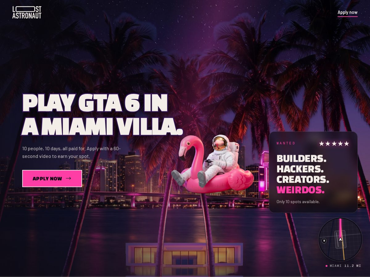 Landing-page snapshot of lostinmiami.space