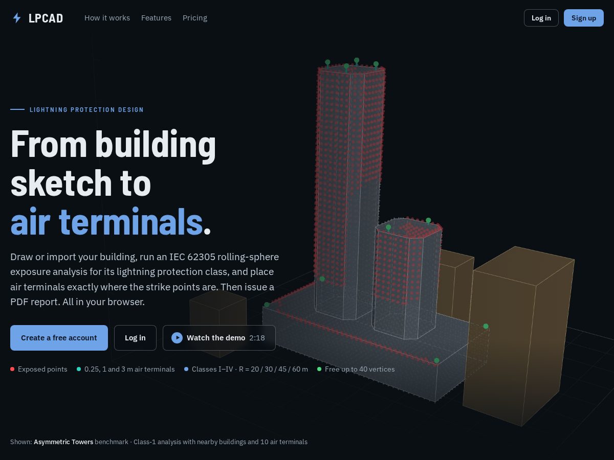 Landing-page snapshot of lpcad.app
