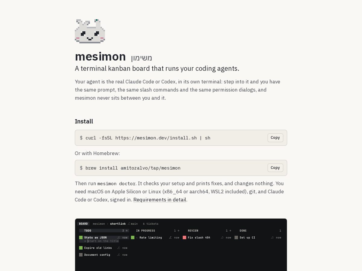 Landing-page snapshot of mesimon.dev