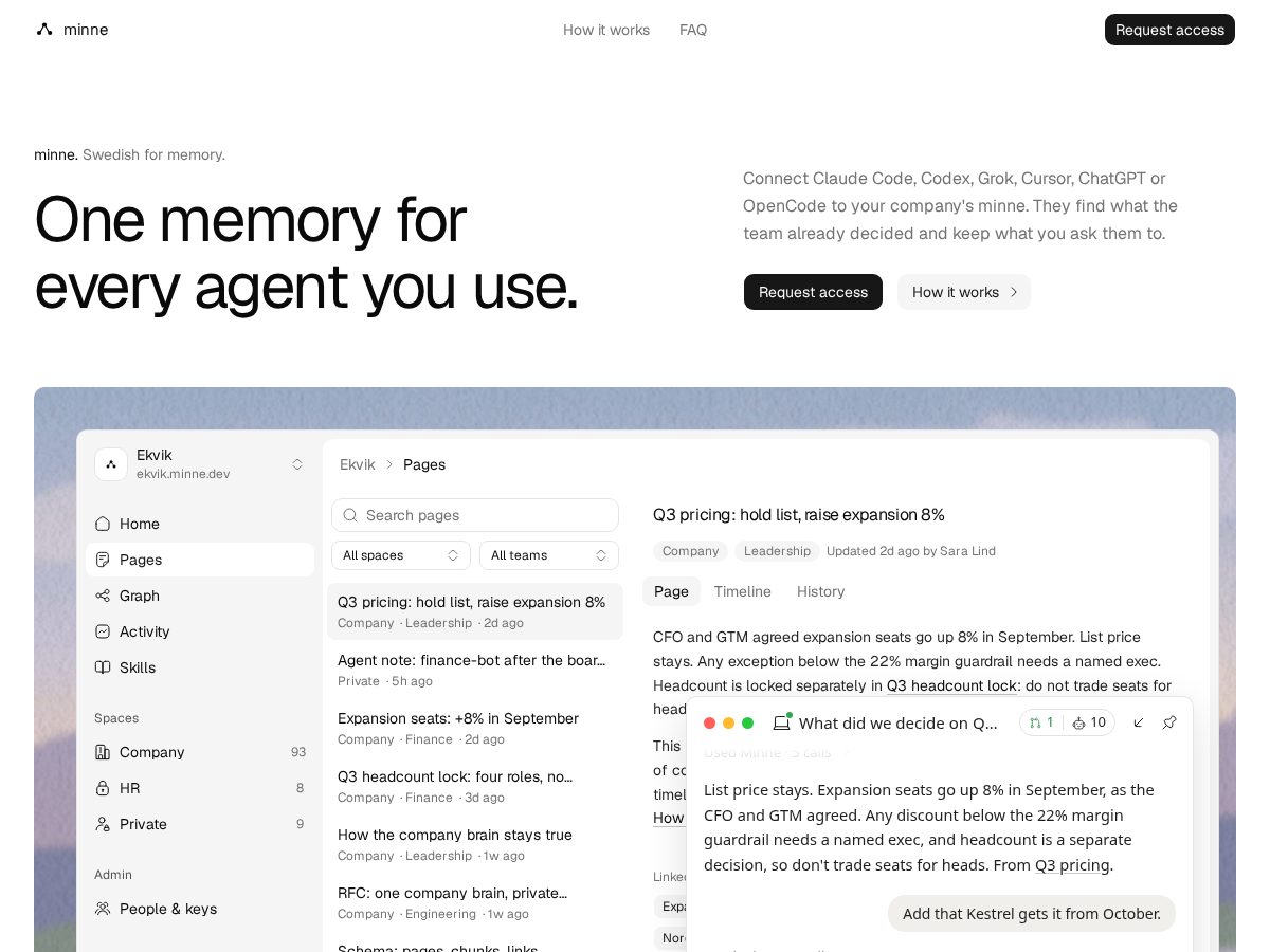 Landing-page snapshot of minne.cloud