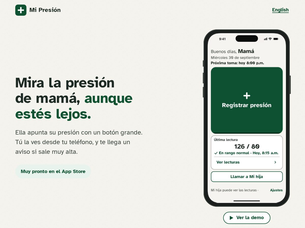 Landing-page snapshot of mipresion.app