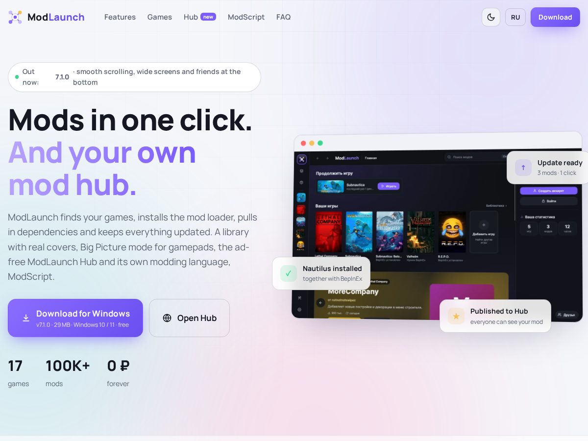 Landing-page snapshot of modlaunchapp.com