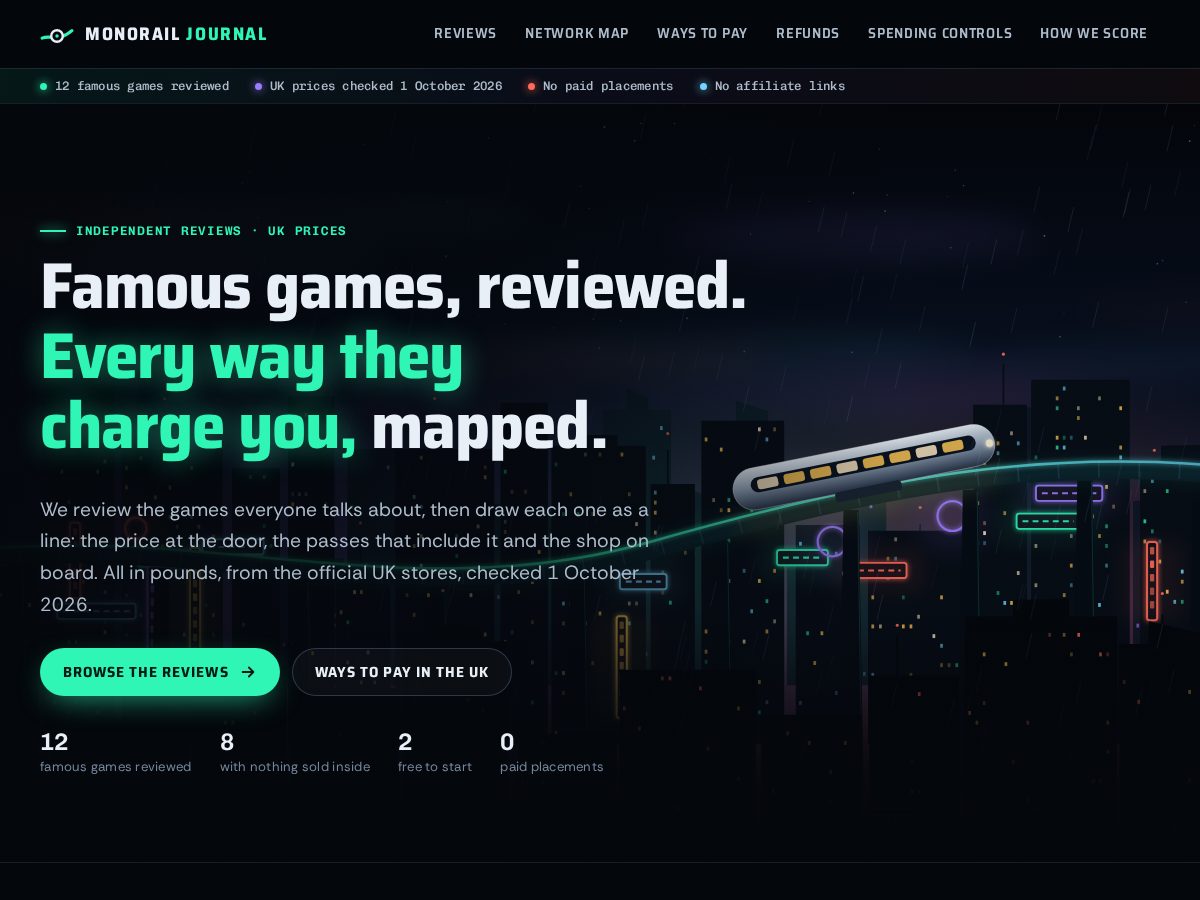 Landing-page snapshot of monorailjournal.com