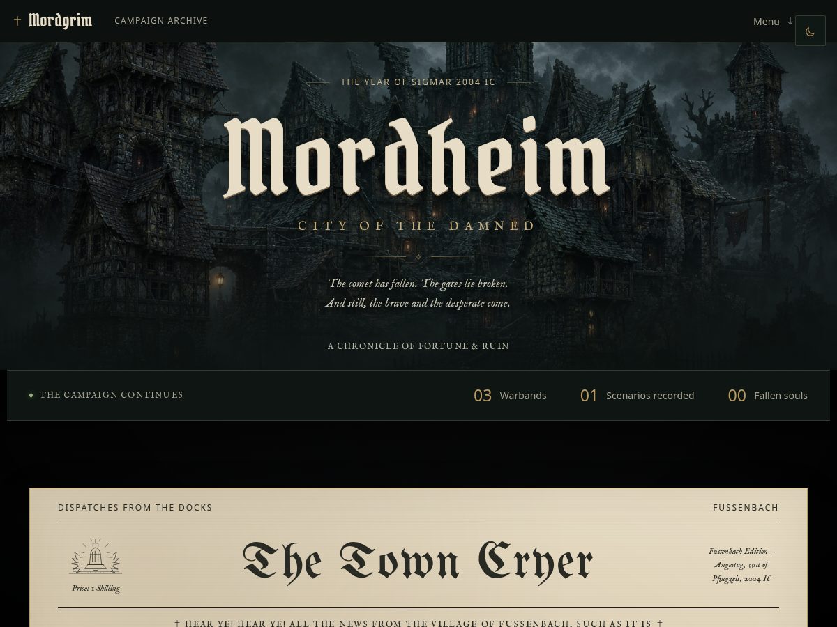Landing-page snapshot of mordgrim.com