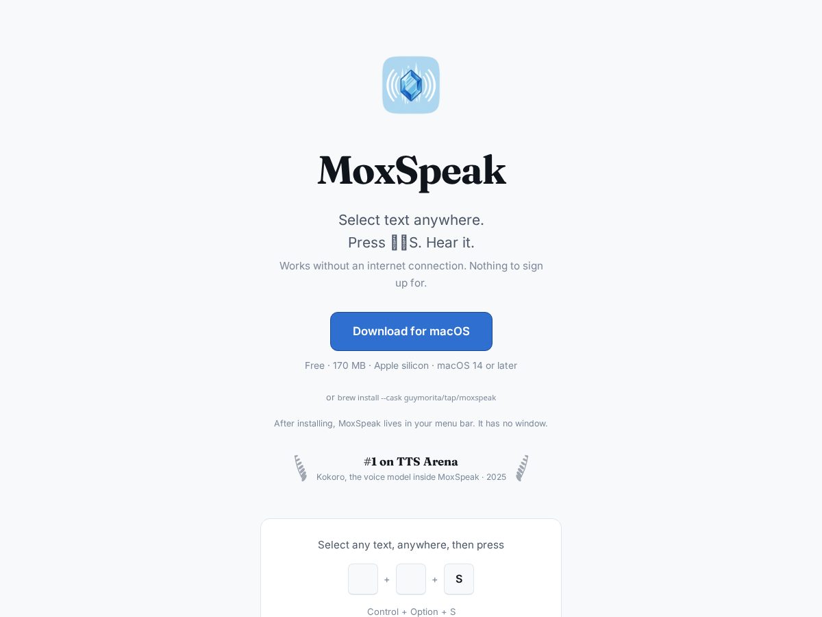 Landing-page snapshot of moxspeak.com