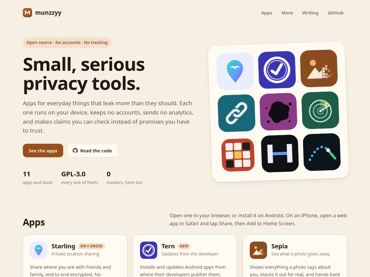 Landing-page snapshot of munzzyy.dev