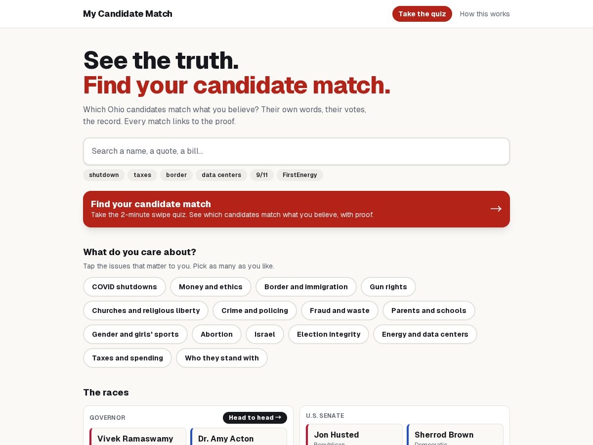 Landing-page snapshot of mycandidatematch.com