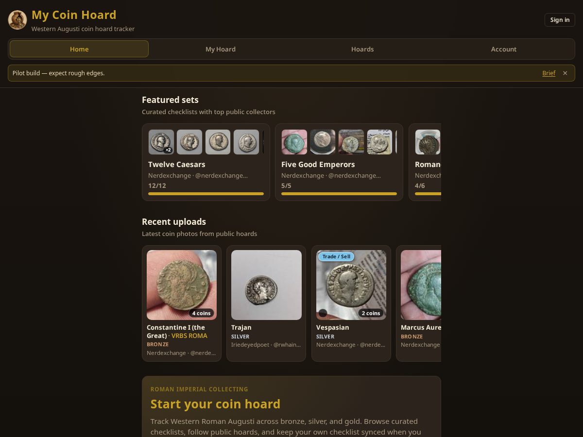 Landing-page snapshot of mycoinhoard.com