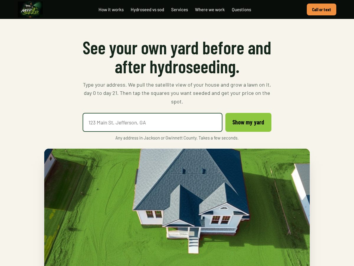 Landing-page snapshot of n4shydroseeding.com
