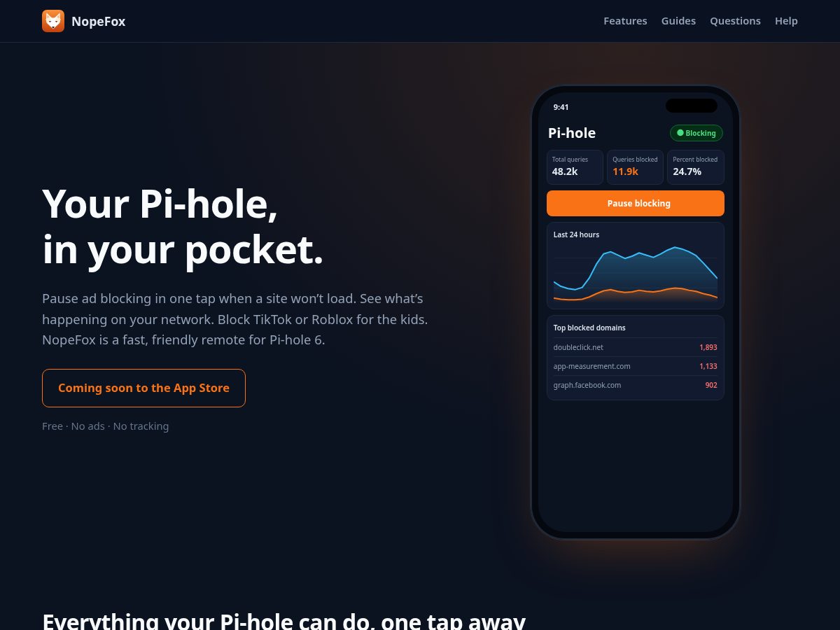 Landing-page snapshot of nopefox.com