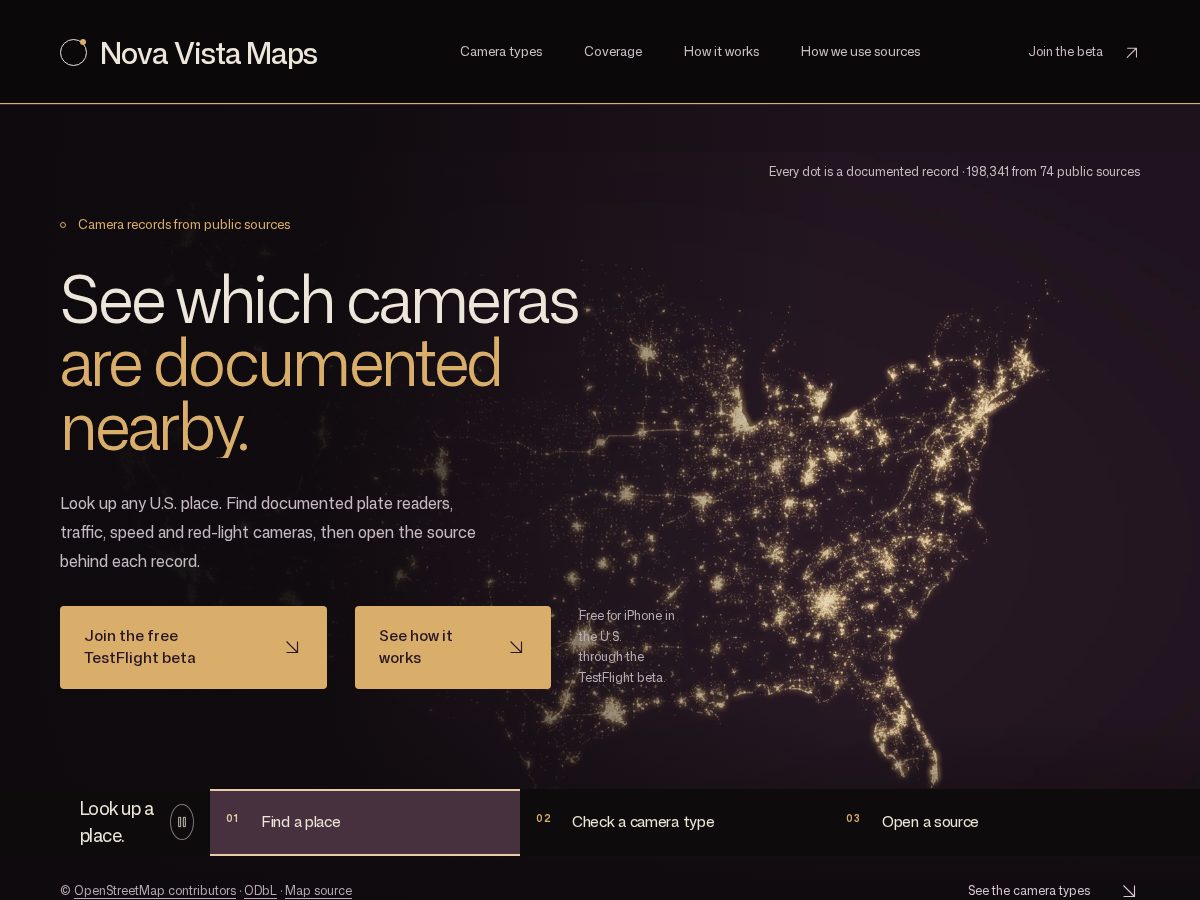 Landing-page snapshot of novavistamaps.app