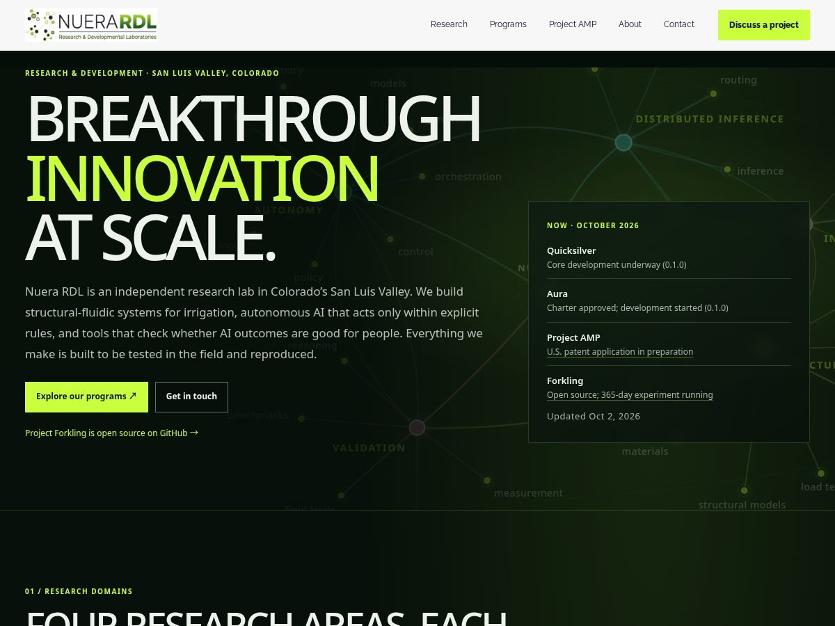 Landing-page snapshot of nueraresearch.com