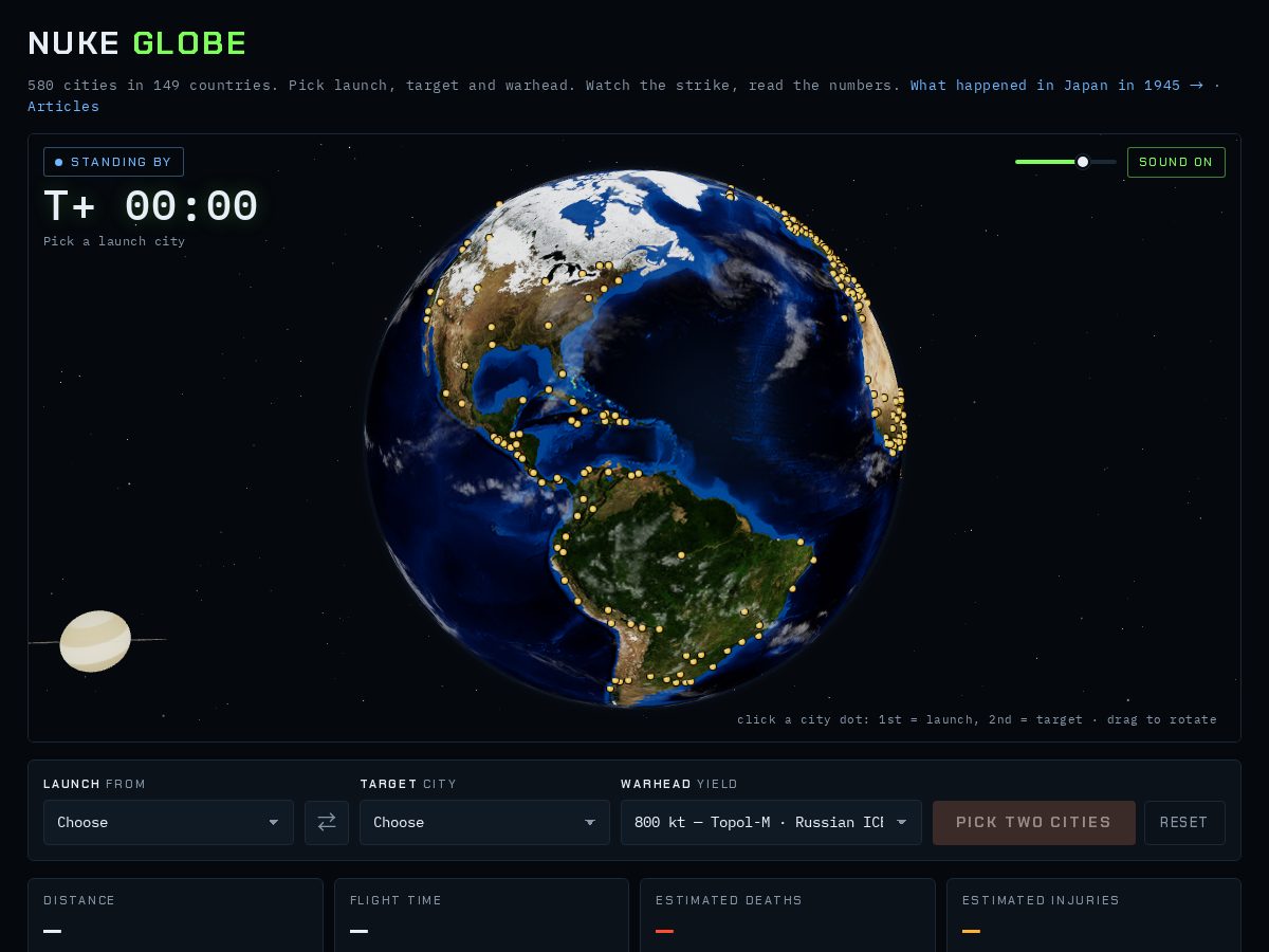 Landing-page snapshot of nukeglobe.com
