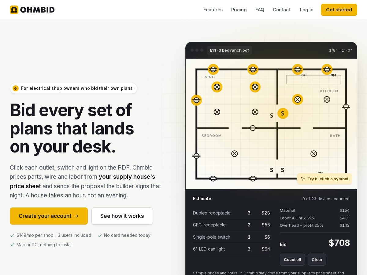 Landing-page snapshot of ohmbid.com
