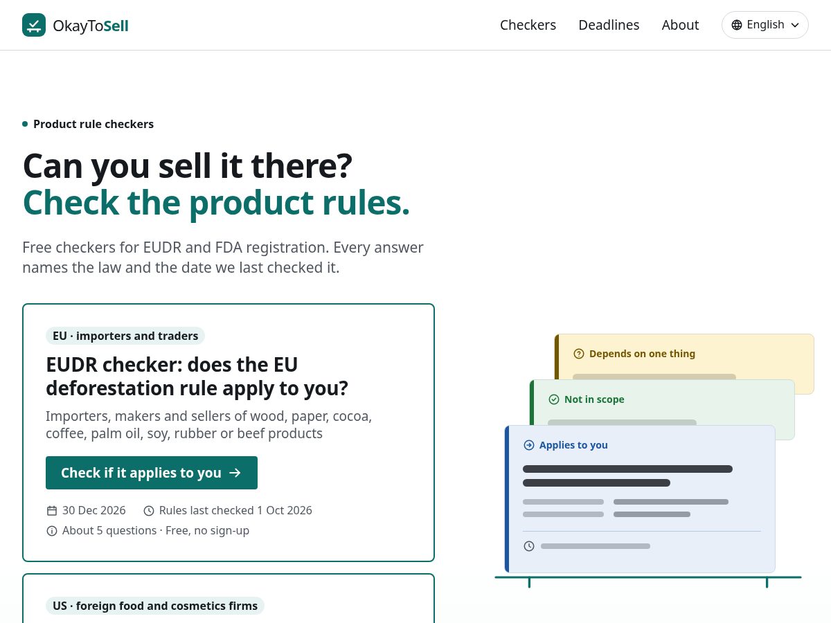 Landing-page snapshot of okaytosell.com
