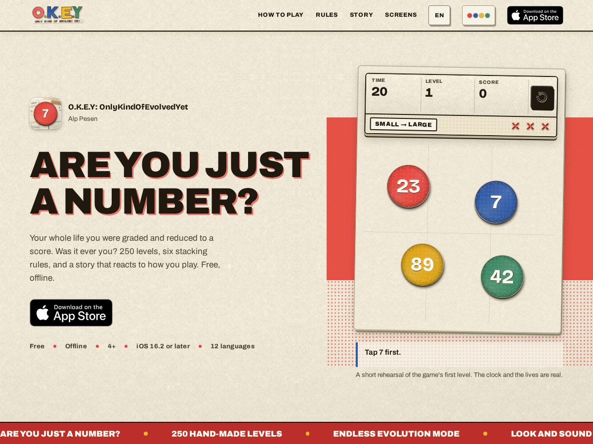 Landing-page snapshot of onlykindofevolvedyet.com
