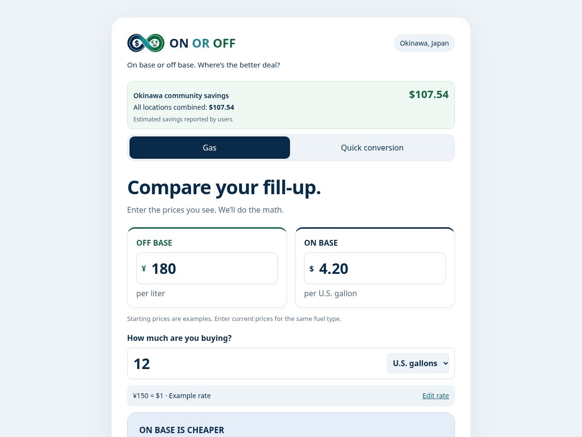 Landing-page snapshot of onoroffbase.com