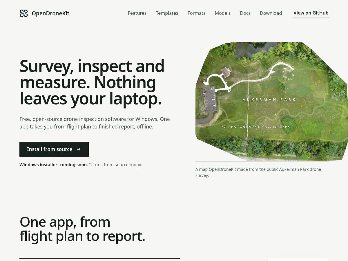 Landing-page snapshot of opendronekit.com
