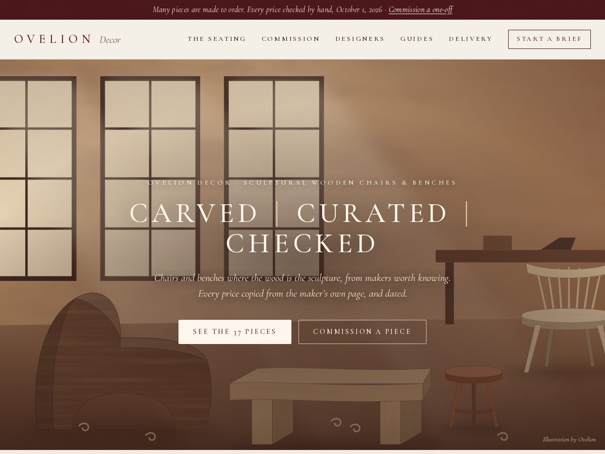Landing-page snapshot of oveliondecor.com