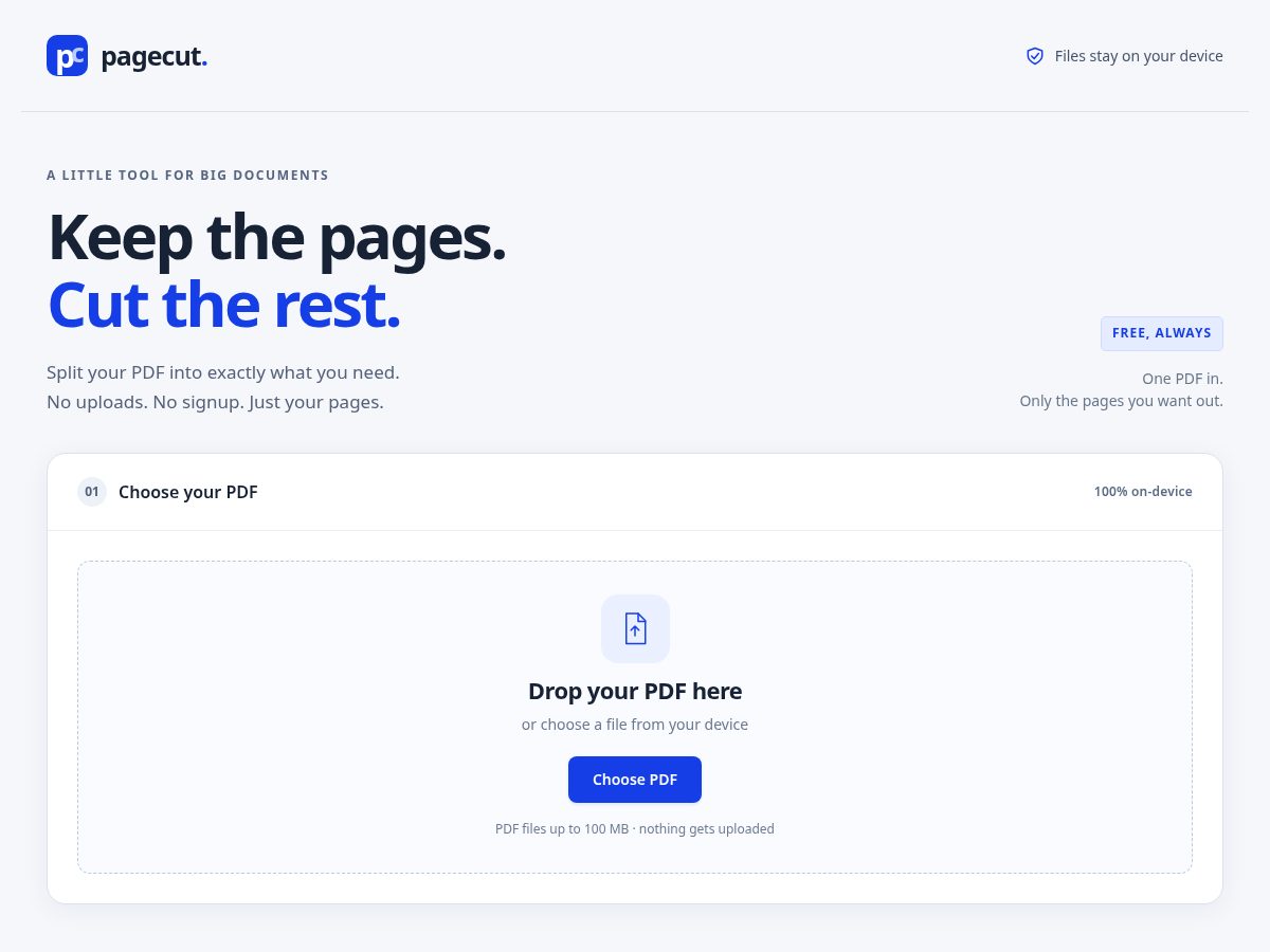 Landing-page snapshot of pagecutpdf.com