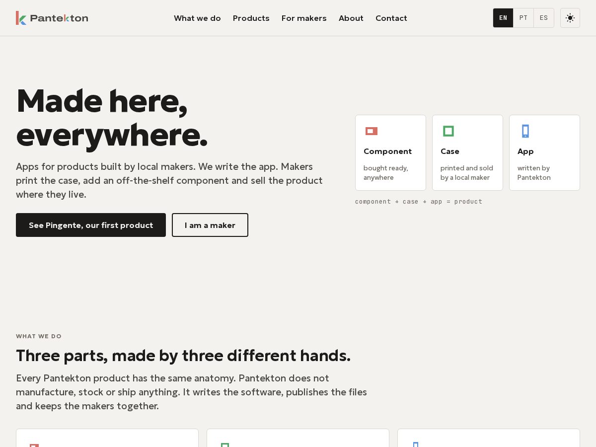 Landing-page snapshot of pantekton.app