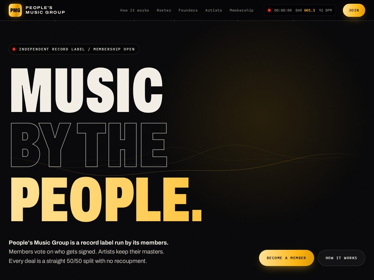 Landing-page snapshot of peoplesmusicgroup.com