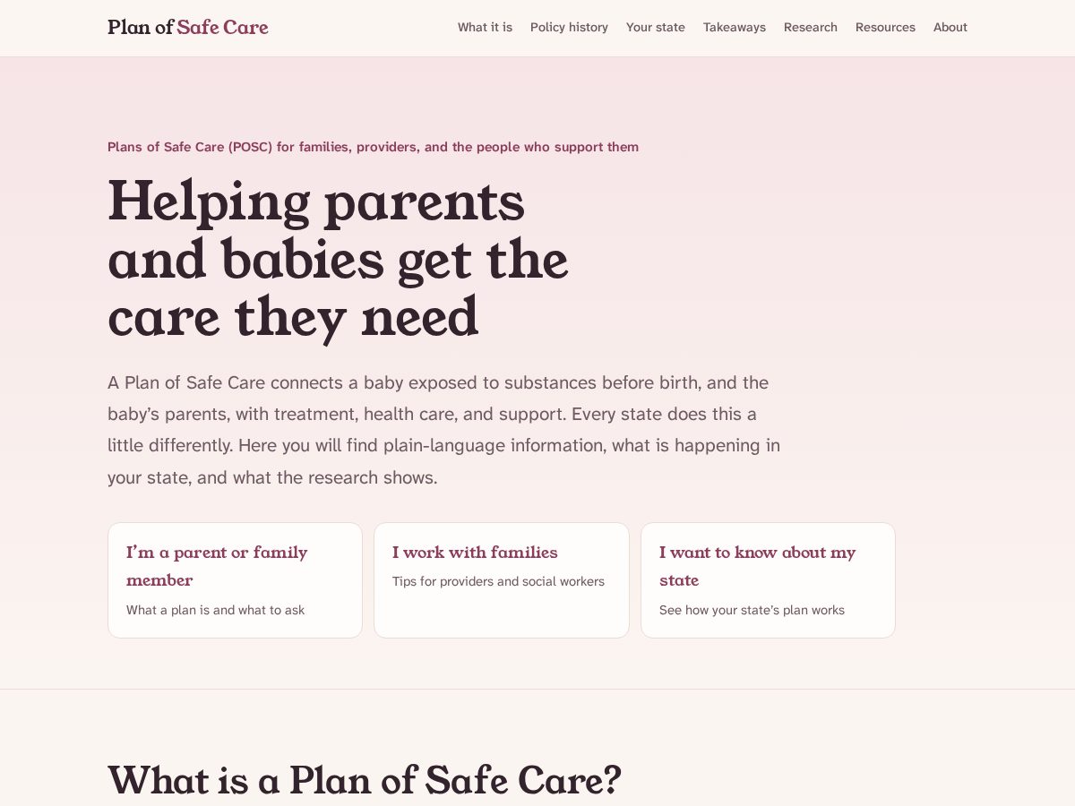 Landing-page snapshot of planofsafecare.org