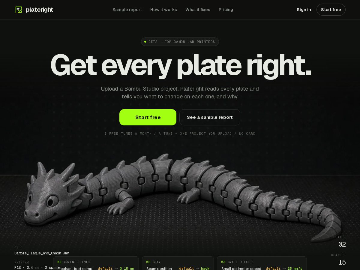 Landing-page snapshot of plateright.app