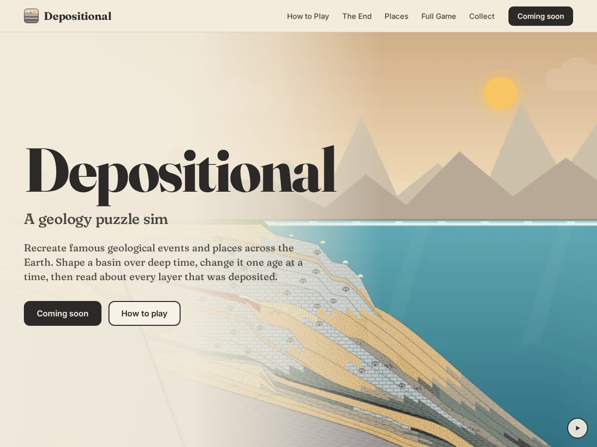 Landing-page snapshot of playdepositional.com