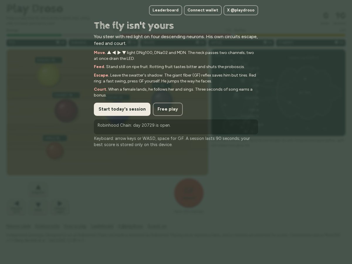 Landing-page snapshot of playdroso.xyz