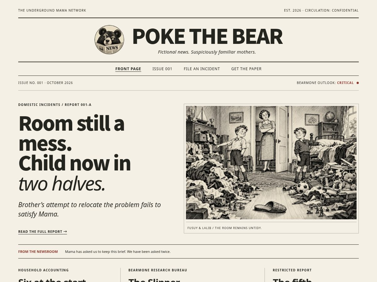 Landing-page snapshot of pokethebear.news
