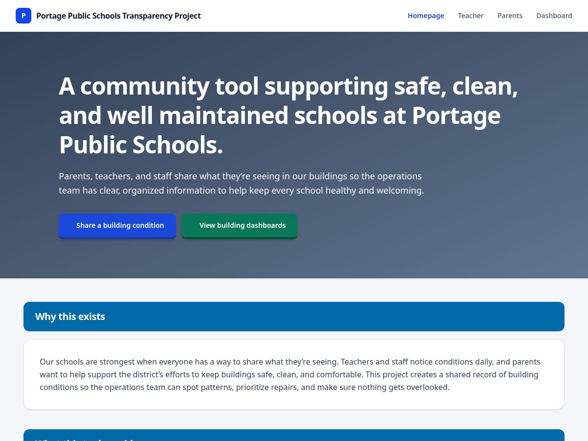 Landing-page snapshot of portagetransparency.org